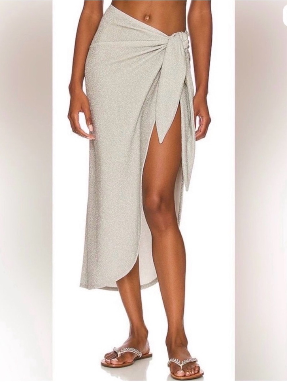 Good American Silver Sparkle Sarong Maxi Swim Cover Up NWT 0-4